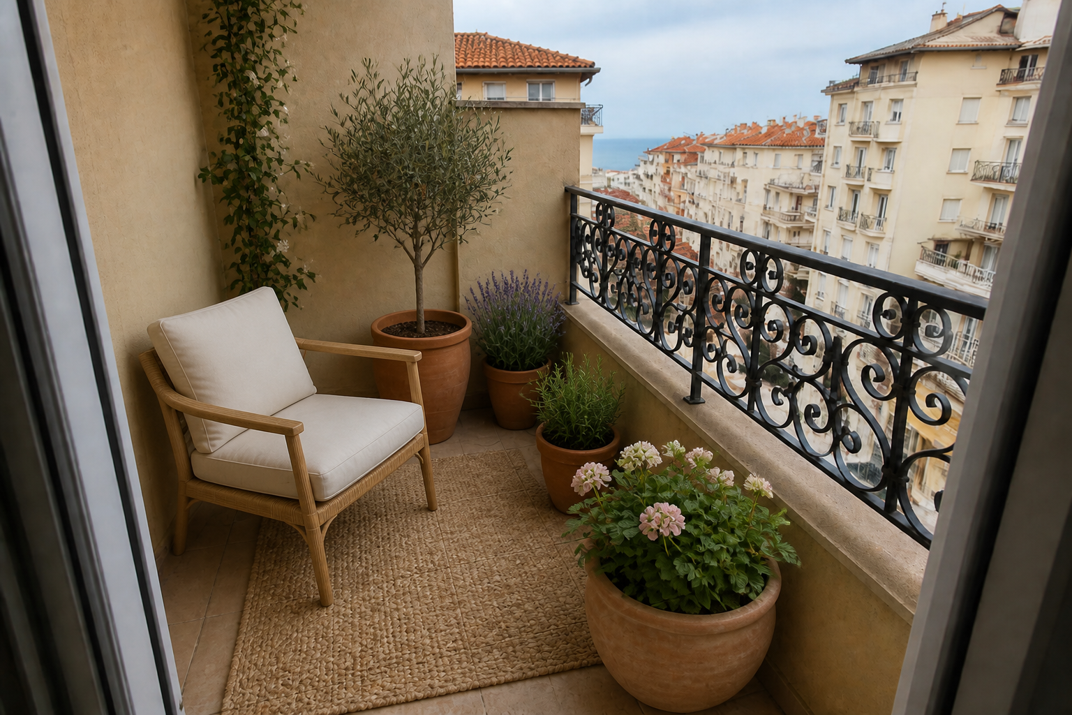 Projection du balcon décoré