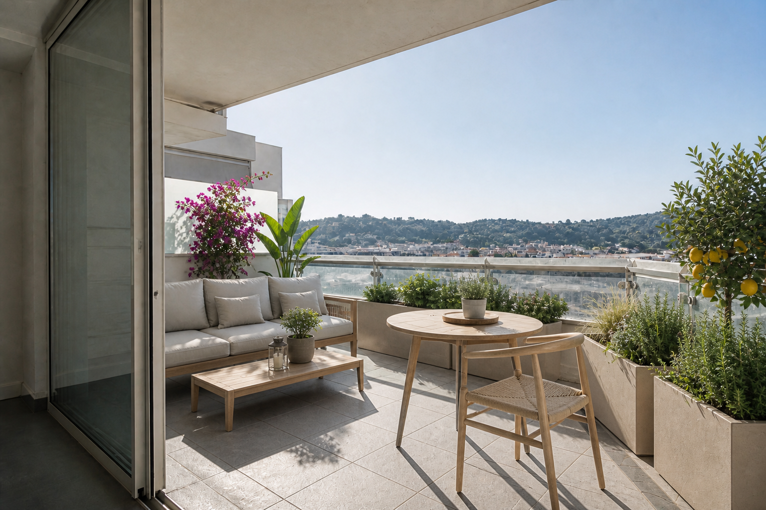 Projection de la terrasse décorée